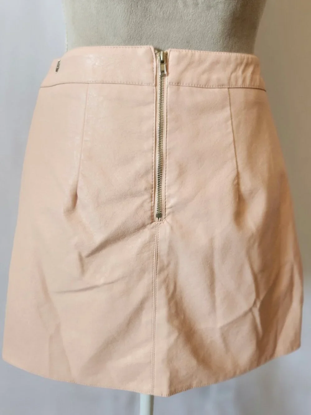 Lulus Size Small Harley Blush Pink Vegan Leather Lined Pockets Zip Mini Skirt